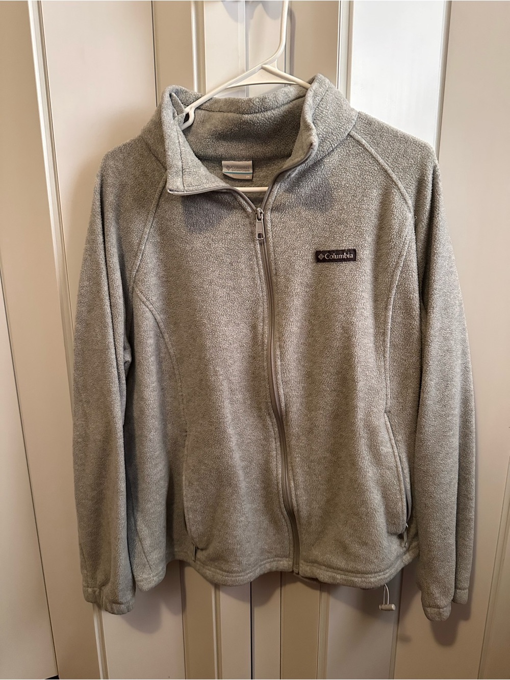 Columbia Light Gray Full-Zip Teddy Fleece Jacket